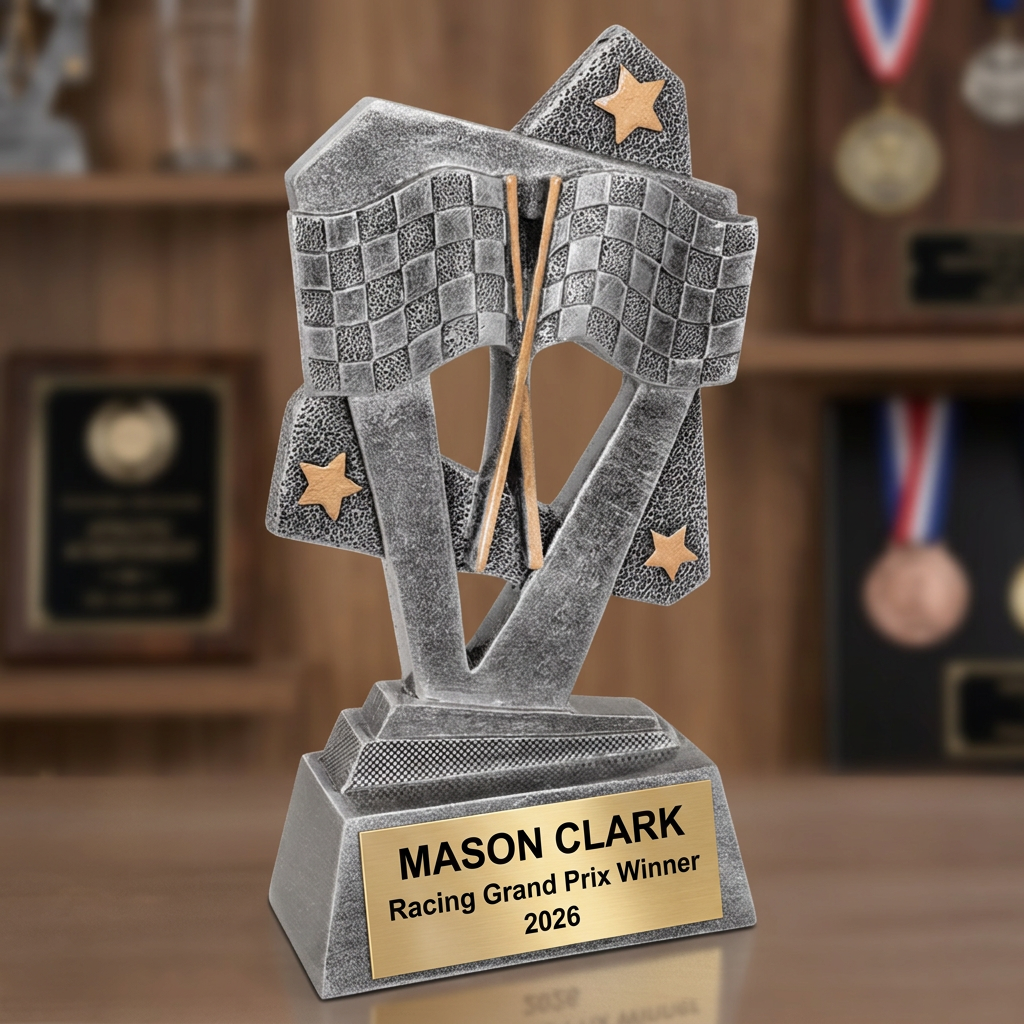Racing Trophy | Personalized Race Car Award | Custom Engraved Plaque | Champion Gift | Go Kart Trophy - View 3