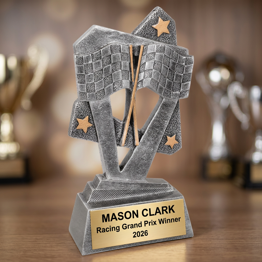 Racing Trophy | Personalized Race Car Award | Custom Engraved Plaque | Champion Gift | Go Kart Trophy - View 4