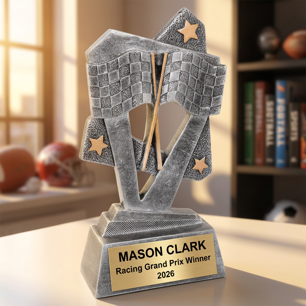 Racing Trophy | Personalized Race Car Award | Custom Engraved Plaque | Champion Gift | Go Kart Trophy - View 5