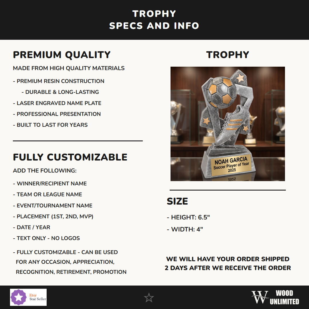 Soccer trophy specifications