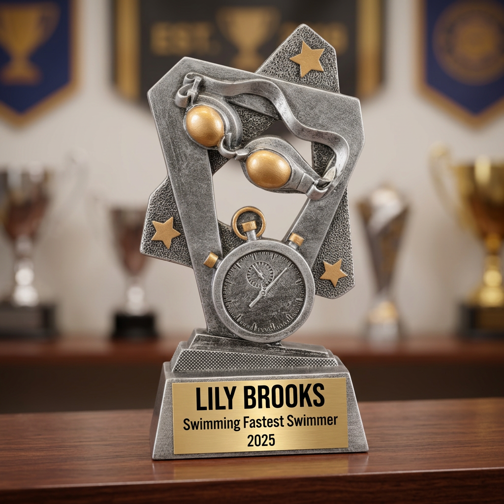 Swimming Trophy | Personalized Swim Award | Custom Engraved | Swim Team Gift | Recognition Trophy - View 1