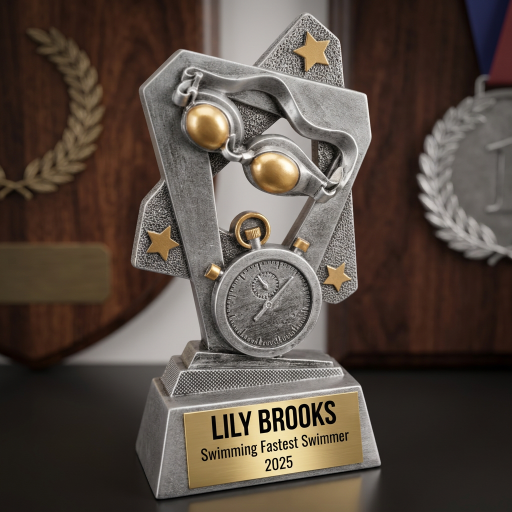 Swimming Trophy | Personalized Swim Award | Custom Engraved | Swim Team Gift | Recognition Trophy - View 3