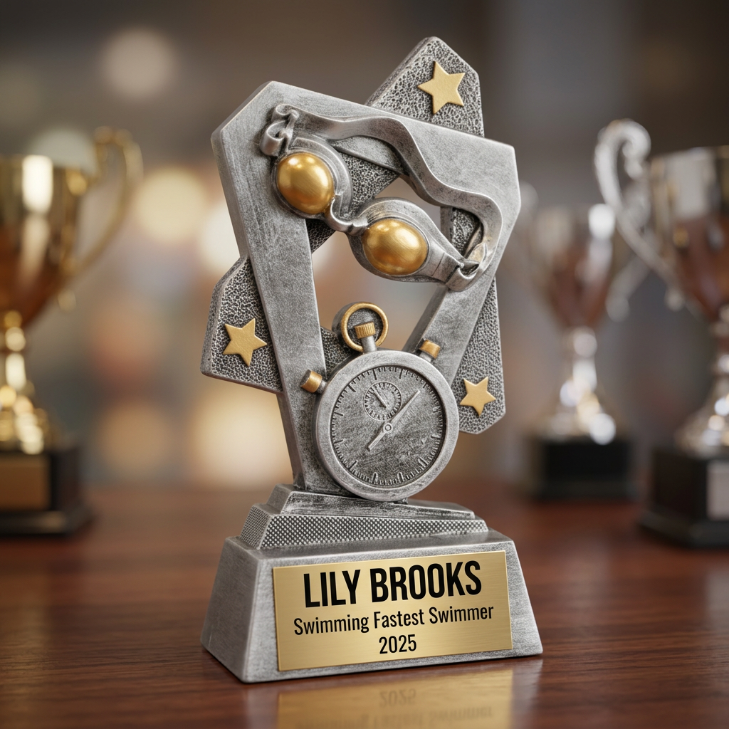 Swimming Trophy | Personalized Swim Award | Custom Engraved | Swim Team Gift | Recognition Trophy - View 4