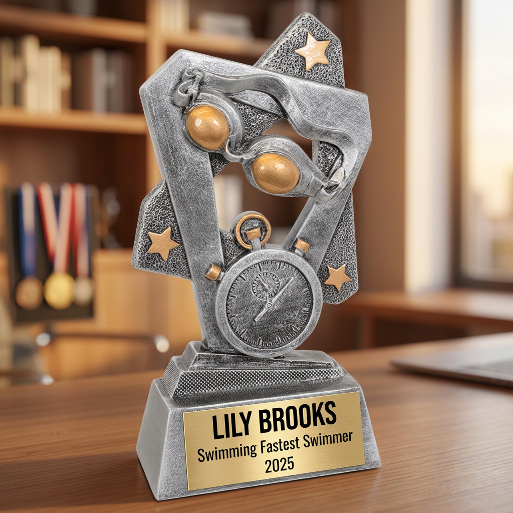 Swimming Trophy | Personalized Swim Award | Custom Engraved | Swim Team Gift | Recognition Trophy - View 5