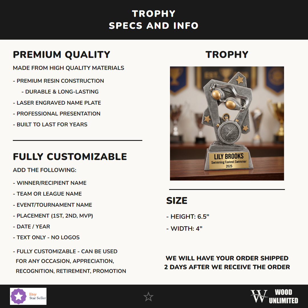 Swimming trophy specifications