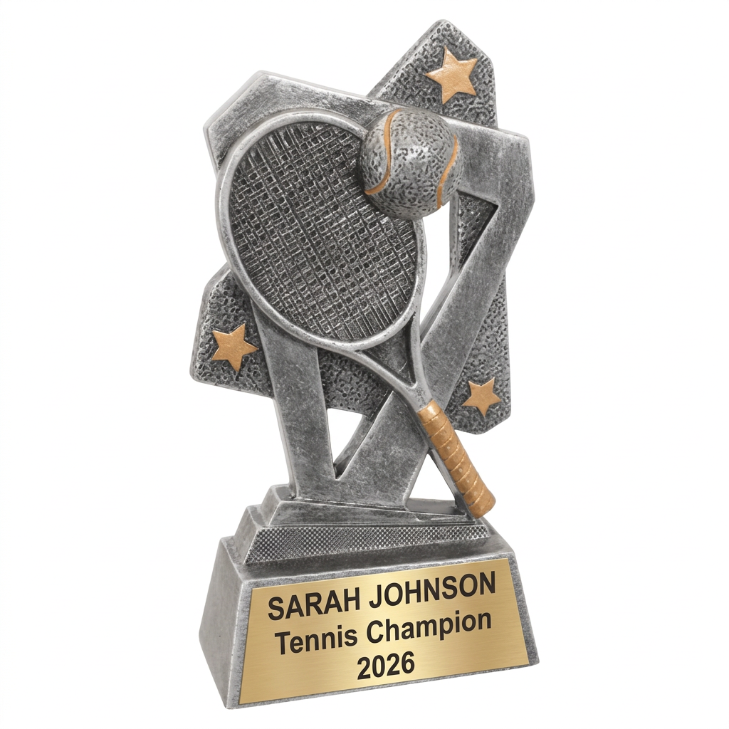 Tennis Trophy | Personalized Tennis Award | Custom Engraved Name Plate | Achievement Gift | Team MVP Recognition - View 1