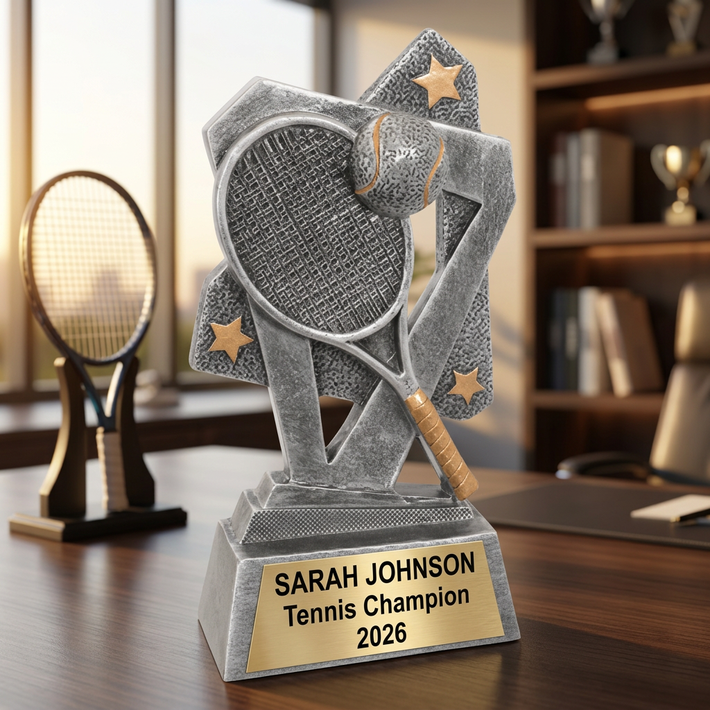 Tennis Trophy | Personalized Tennis Award | Custom Engraved Name Plate | Achievement Gift | Team MVP Recognition - View 5