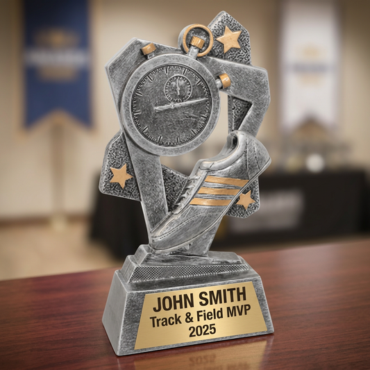 Personalized Track & Field Trophy | Custom Award | Laser Engraved | Sports Achievement | Team Gift - View 2