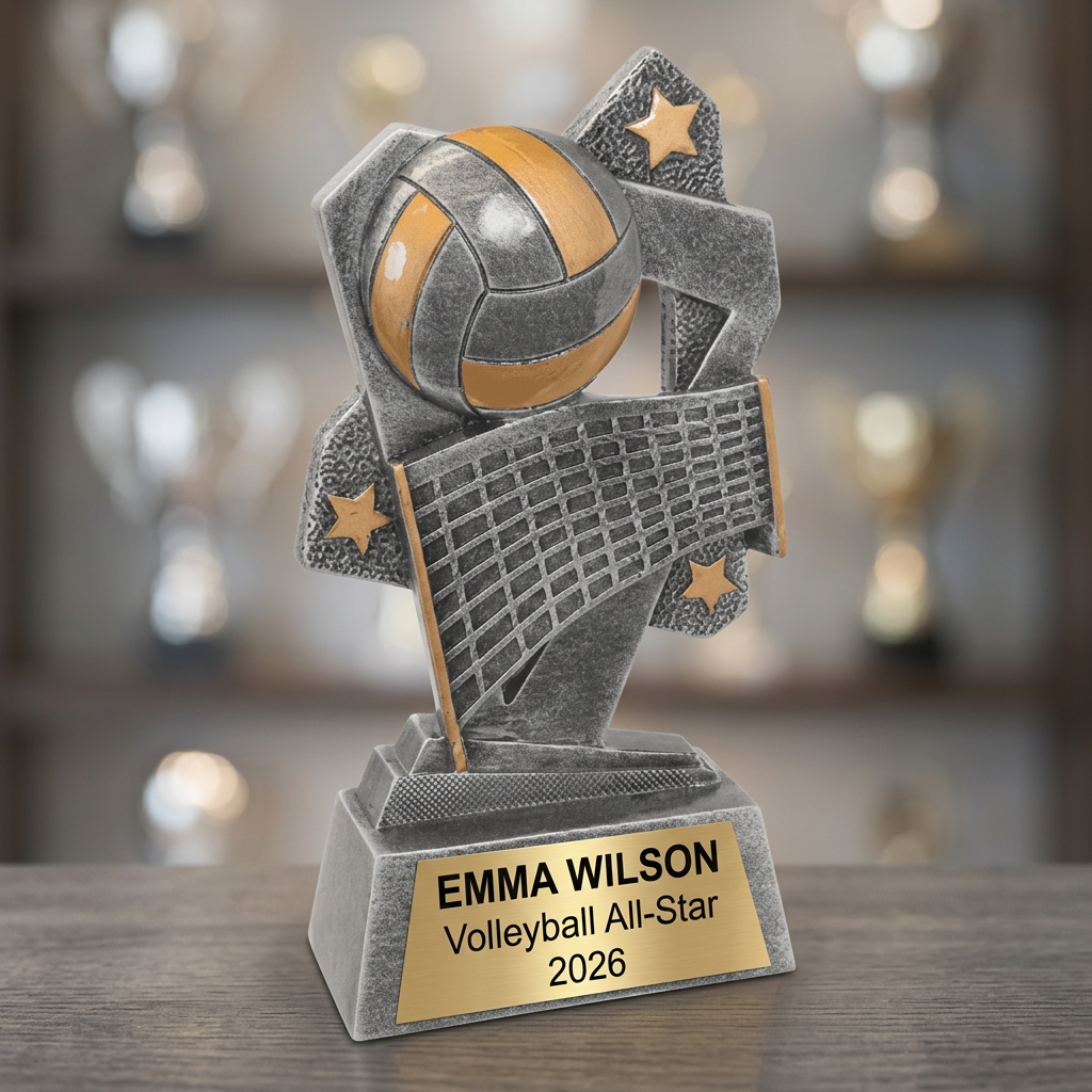 Volleyball Trophy | Personalized Award | Custom Engraved Name Plate | Team MVP Gift | Resin Volleyball Figurine - View 4
