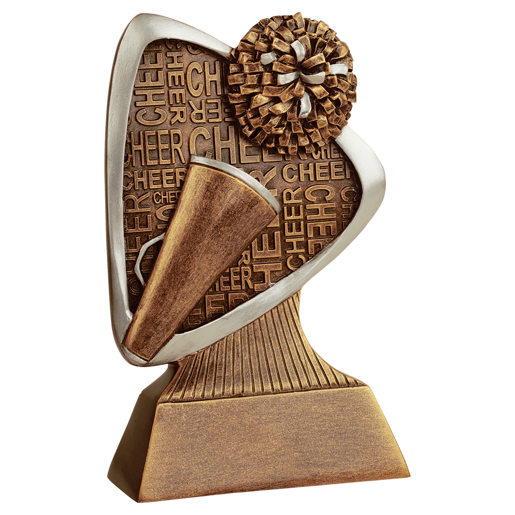 Personalized Cheer Triad Award Trophy — custom engraved resin sport trophy for MVP, championship, and coach gifts — view 1