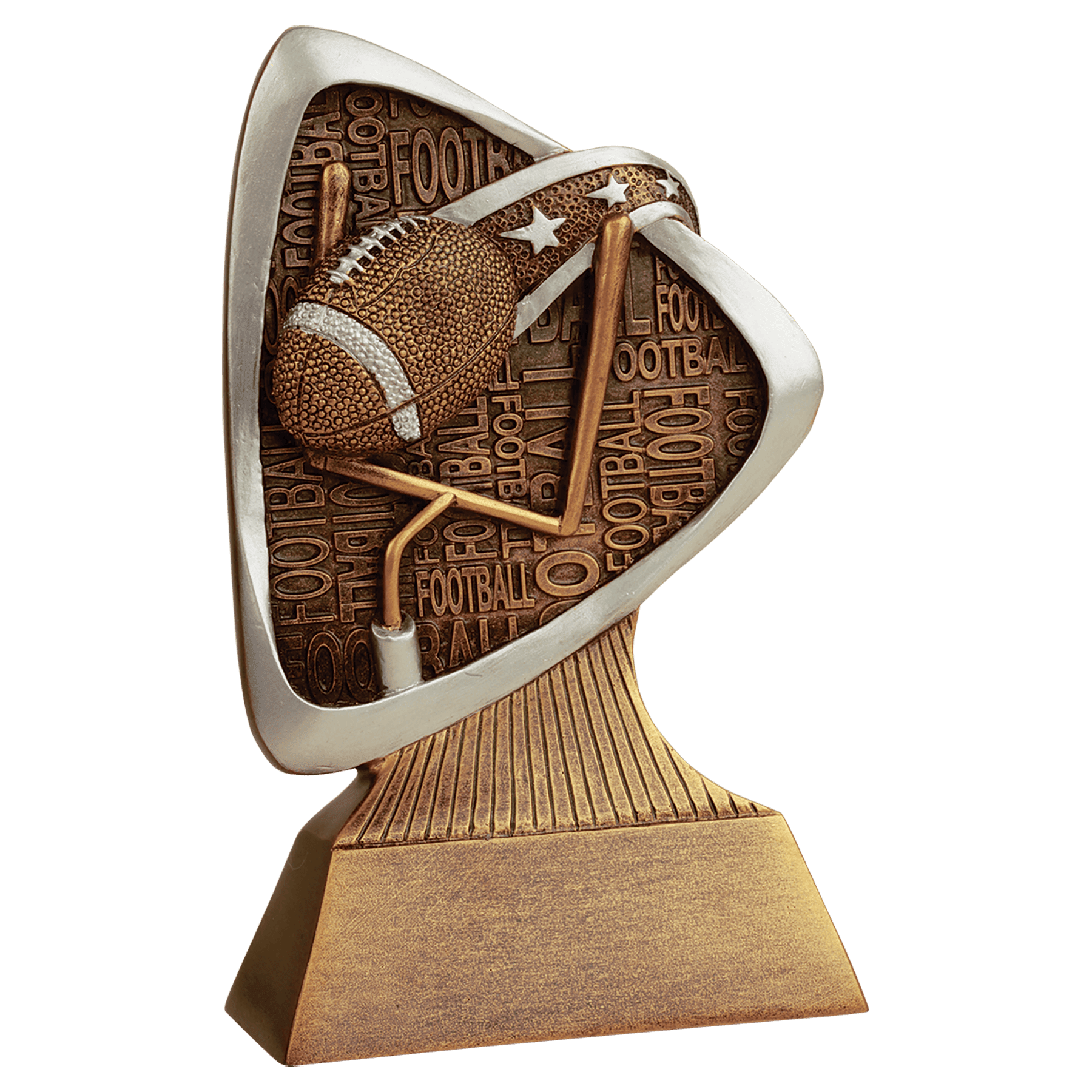 Personalized Football Triad Award Trophy — custom engraved resin sport trophy for MVP, championship, and coach gifts — view 1