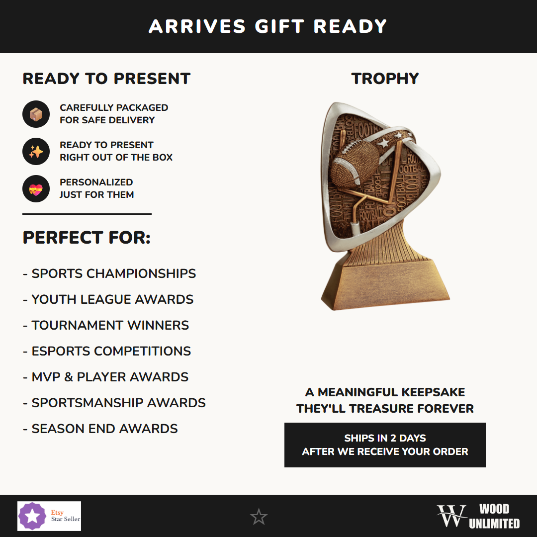 Football Trophy Gift Ready — perfect for MVP awards, coach appreciation, team banquets, and championship gifts