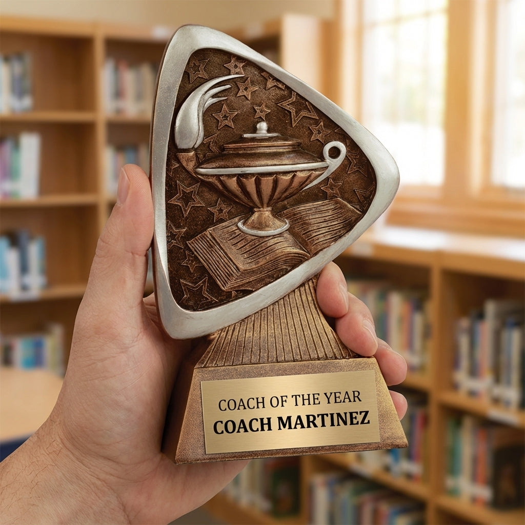 Personalized Academic Triad Award Trophy — custom engraved resin sport trophy for MVP, championship, and coach gifts — view 5