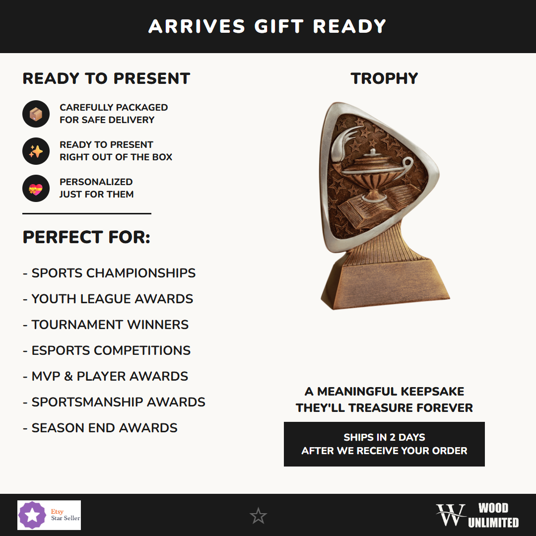 Academic Trophy Gift Ready — perfect for MVP awards, coach appreciation, team banquets, and championship gifts