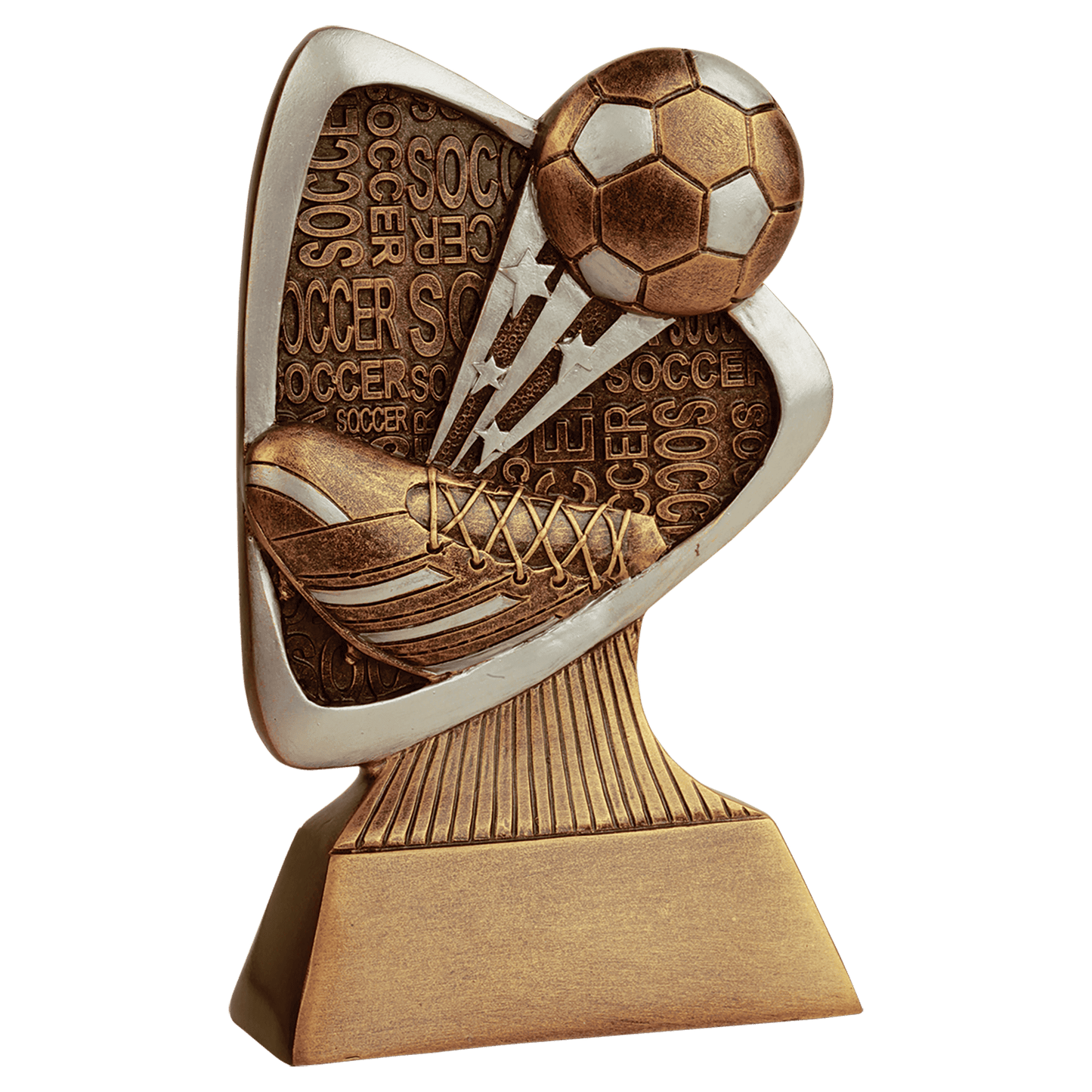 Personalized Soccer Triad Award Trophy — custom engraved resin sport trophy for MVP, championship, and coach gifts — view 1