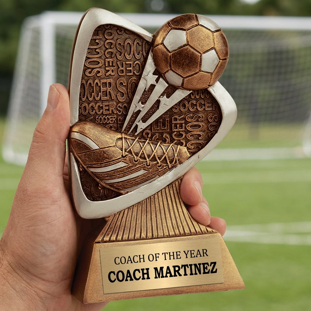 Personalized Soccer Triad Award Trophy — custom engraved resin sport trophy for MVP, championship, and coach gifts — view 5