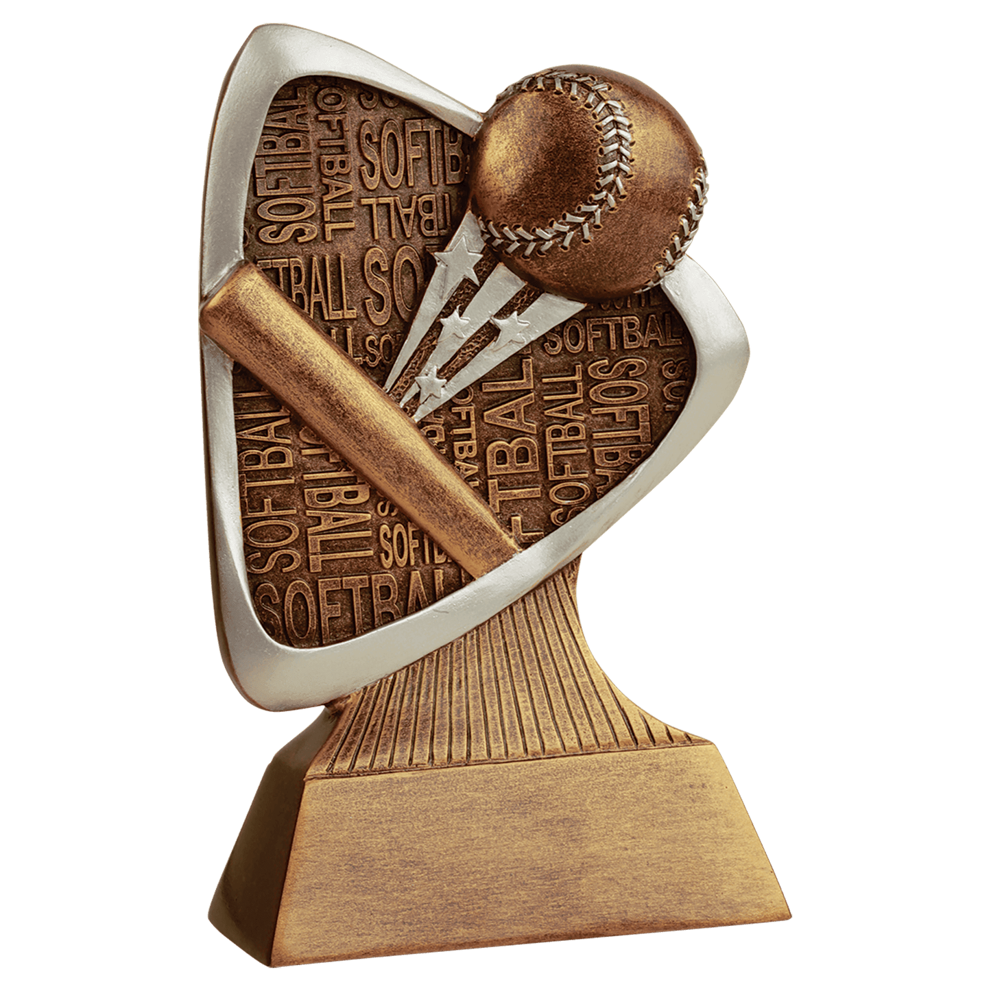 Personalized Softball Triad Award Trophy — custom engraved resin sport trophy for MVP, championship, and coach gifts — view 1