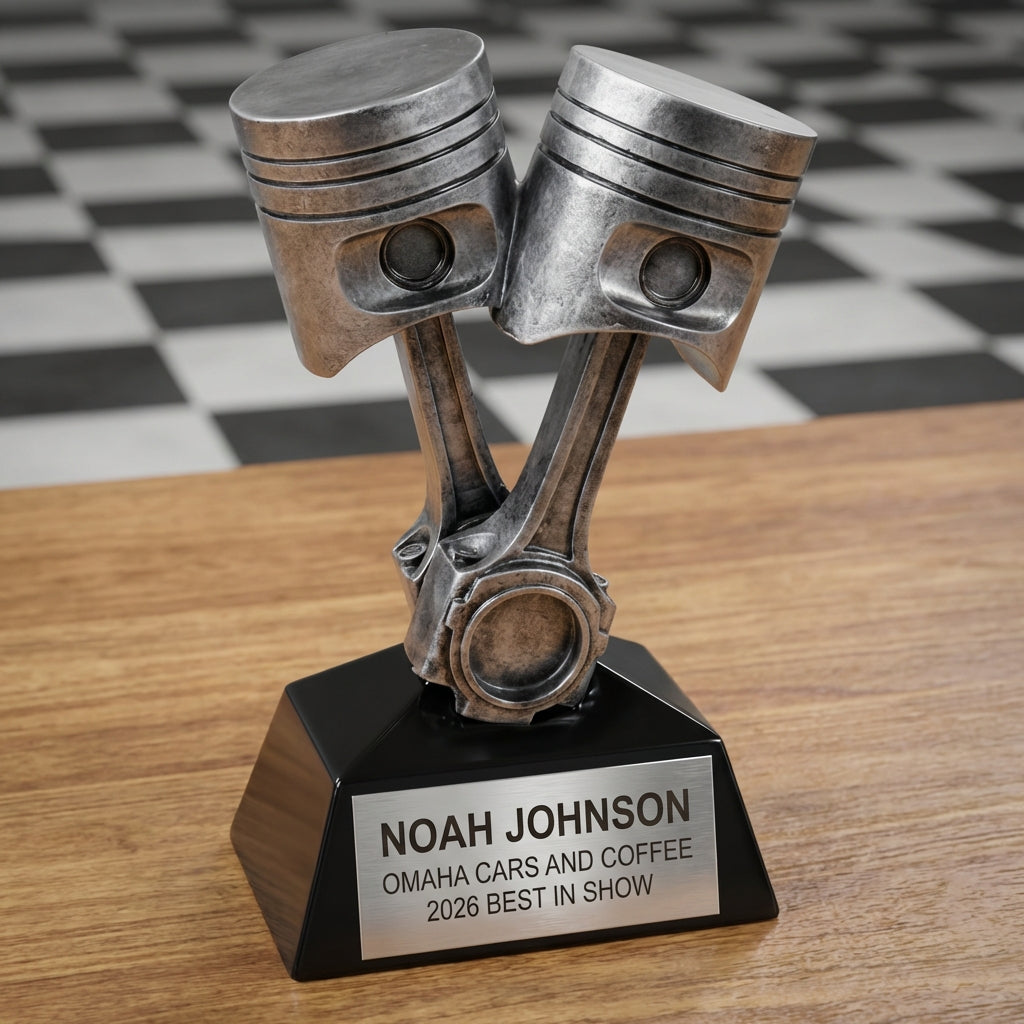Personalized Car Show Trophy - Best in Show Award - Durable Automotive Gift - Custom Name Plate - View 2