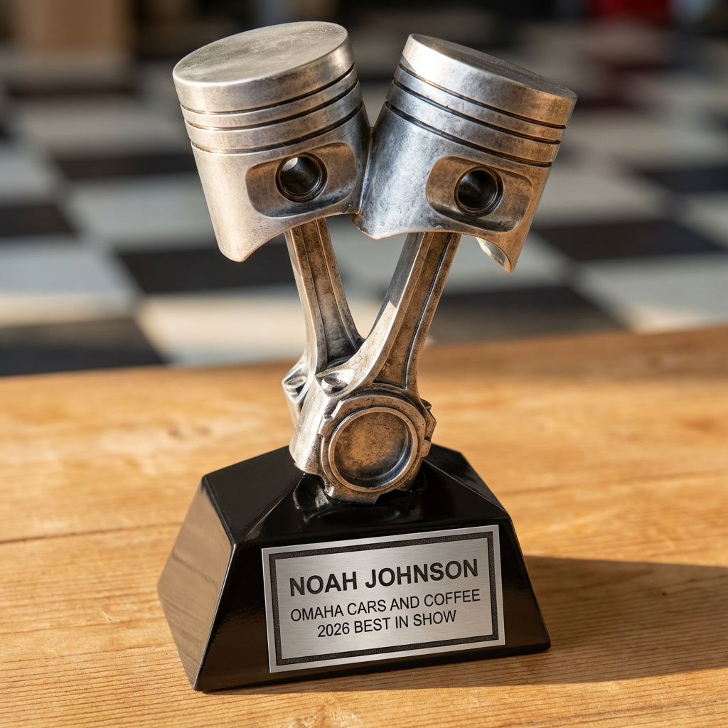 Personalized Car Show Trophy - Best in Show Award - Durable Automotive Gift - Custom Name Plate - View 3