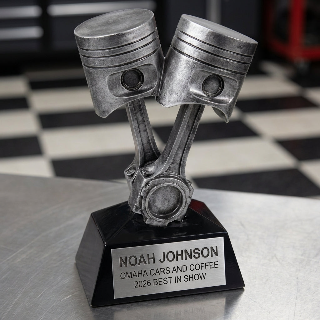 Personalized Car Show Trophy - Best in Show Award - Durable Automotive Gift - Custom Name Plate - View 4