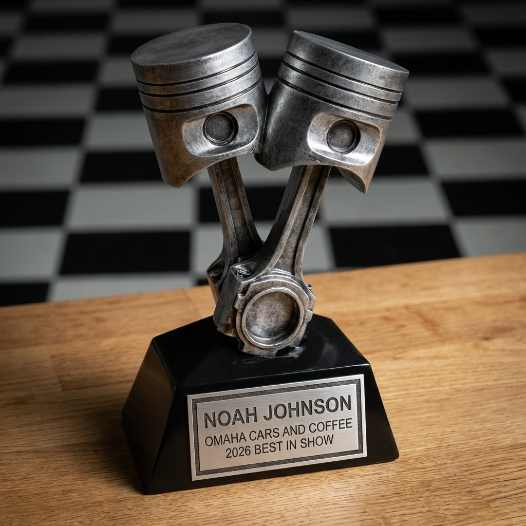 Personalized Car Show Trophy - Best in Show Award - Durable Automotive Gift - Custom Name Plate - View 5