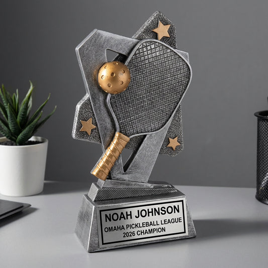Personalized Pickleball Trophy - 2026 Champion - Engraved Name Plate - Custom Player Award - View 1