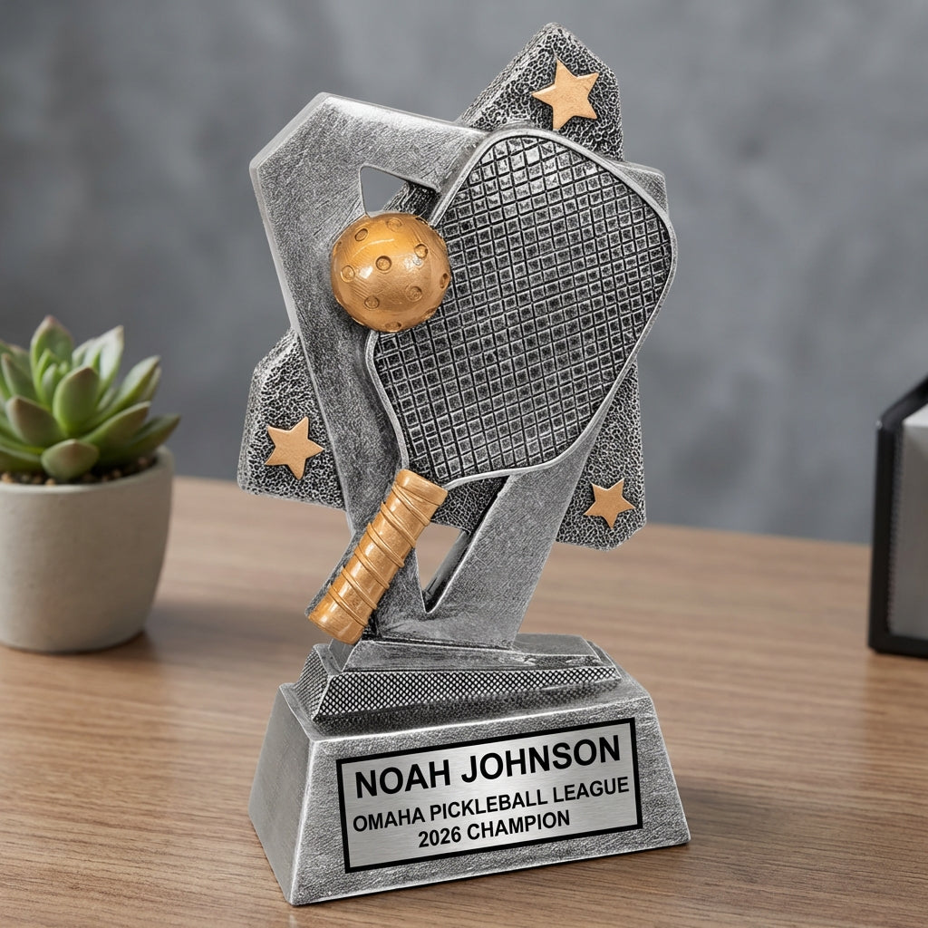 Personalized Pickleball Trophy - 2026 Champion - Engraved Name Plate - Custom Player Award - View 2