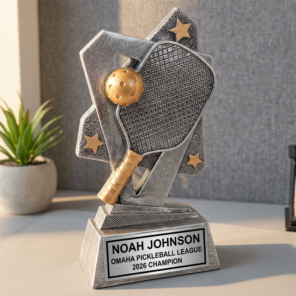 Personalized Pickleball Trophy - 2026 Champion - Engraved Name Plate - Custom Player Award - View 3