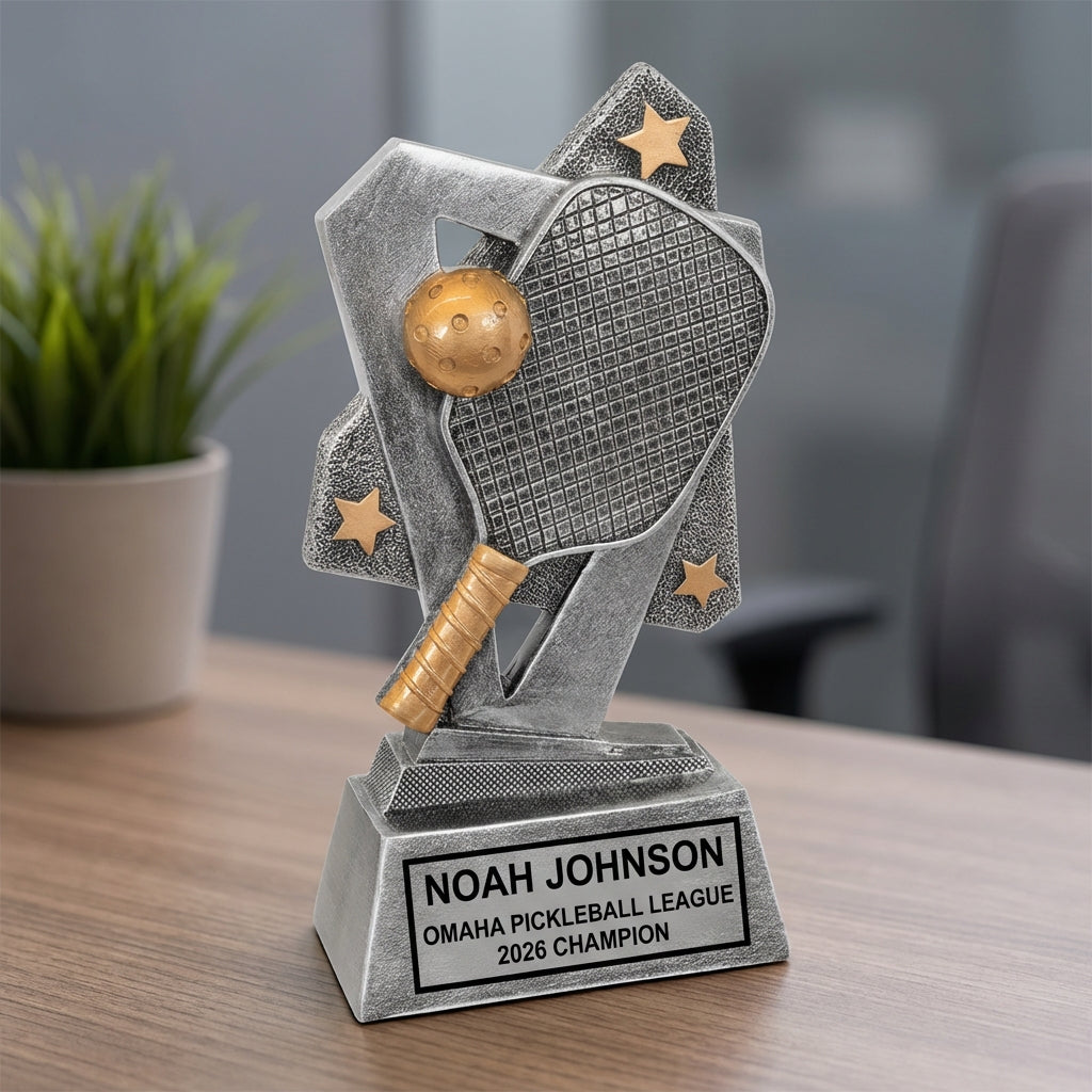 Personalized Pickleball Trophy - 2026 Champion - Engraved Name Plate - Custom Player Award - View 4