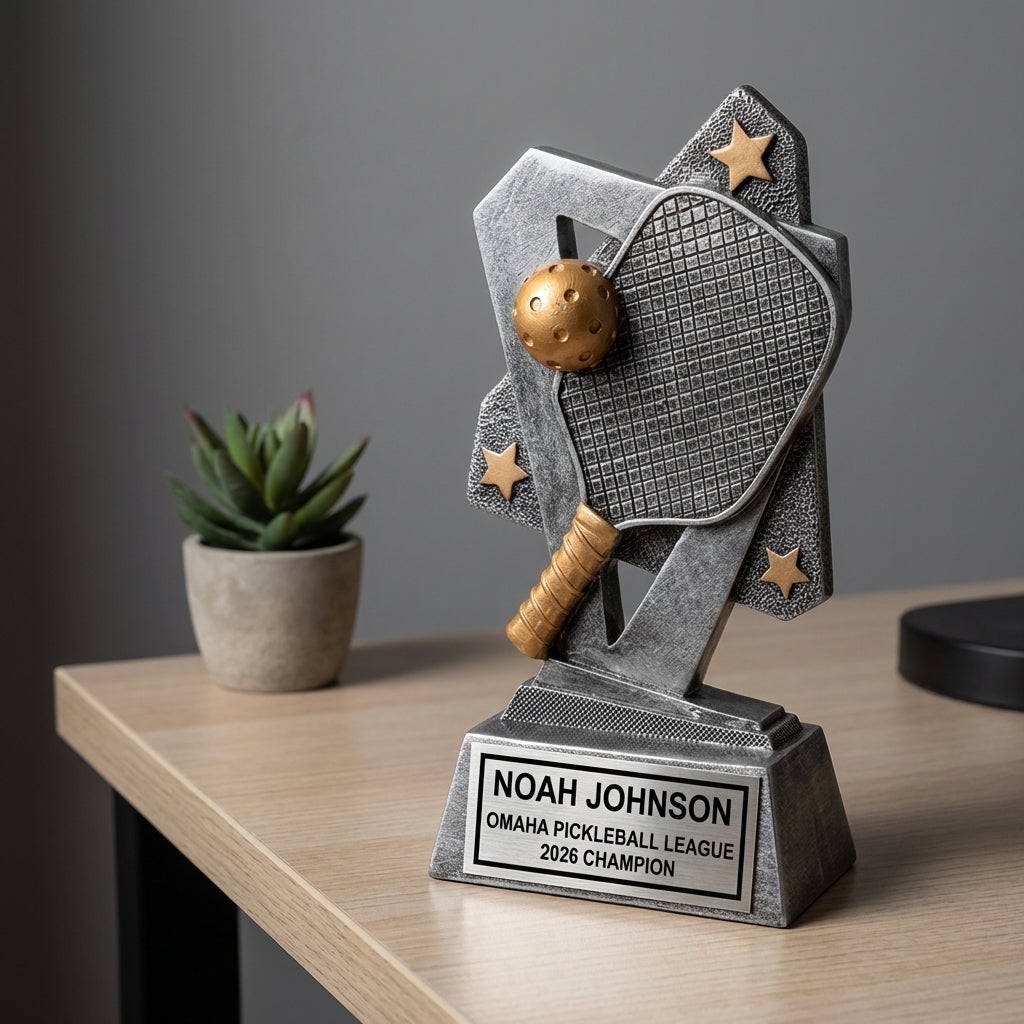 Personalized Pickleball Trophy - 2026 Champion - Engraved Name Plate - Custom Player Award - View 5