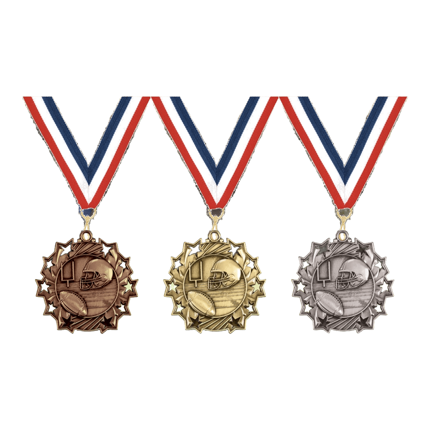 Personalized Football Team Medals, Football Player Medallions with Neck Ribbon, Football Player Awards for Players and Coaches