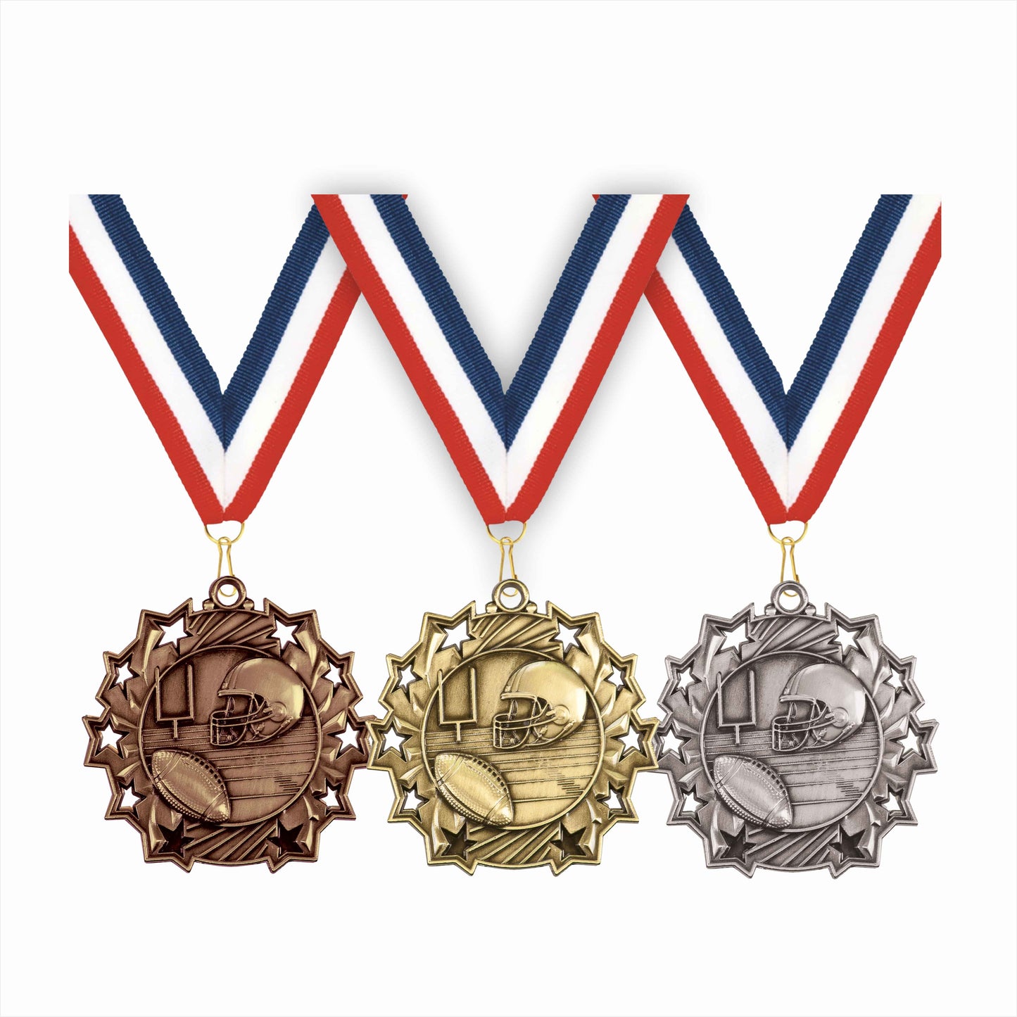 Personalized Football Team Medals, Football Player Medallions with Neck Ribbon, Football Player Awards for Players and Coaches