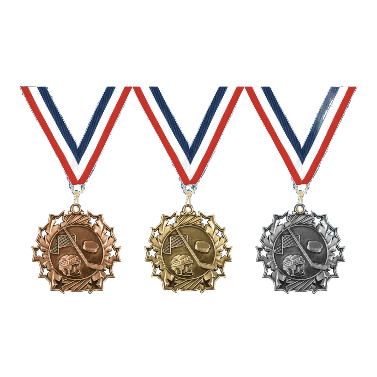 Personalized Hockey Team Medals, Hockey Player Medallions with Neck Ribbon, Hockey Player Awards for Players and Coaches