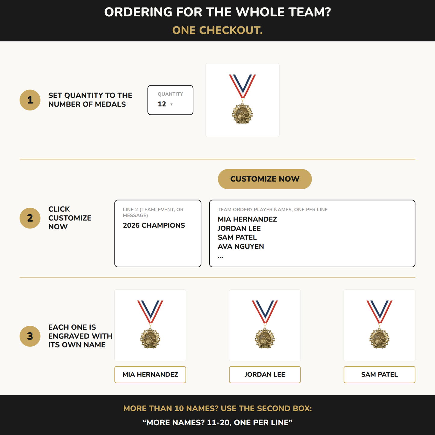 Personalized Hockey Team Medals, Hockey Player Medallions with Neck Ribbon, Hockey Player Awards for Players and Coaches
