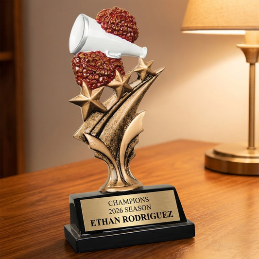 Personalized Cheer Trophy 5.5" - Custom Engraved TS for Team, Coach & MVP - View 2