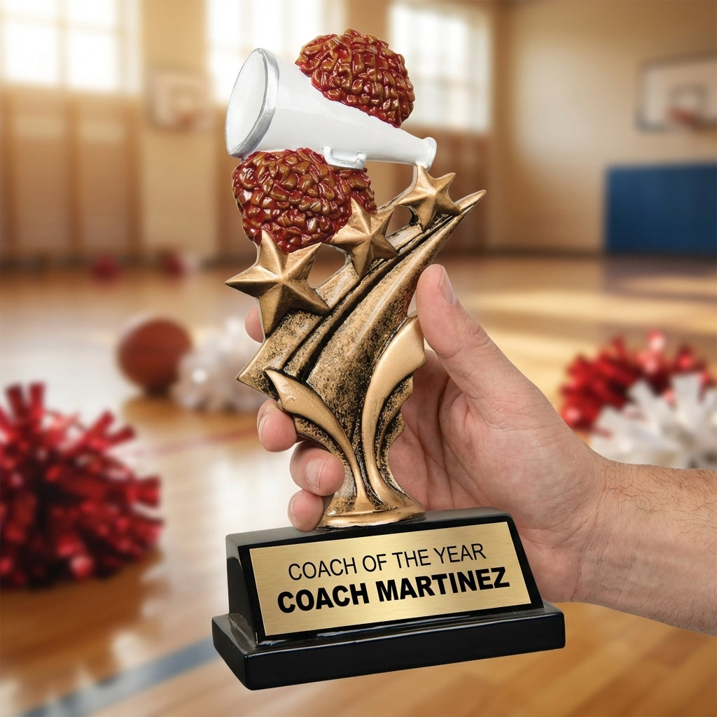 Personalized Cheer Trophy 5.5" - Custom Engraved TS for Team, Coach & MVP - View 5