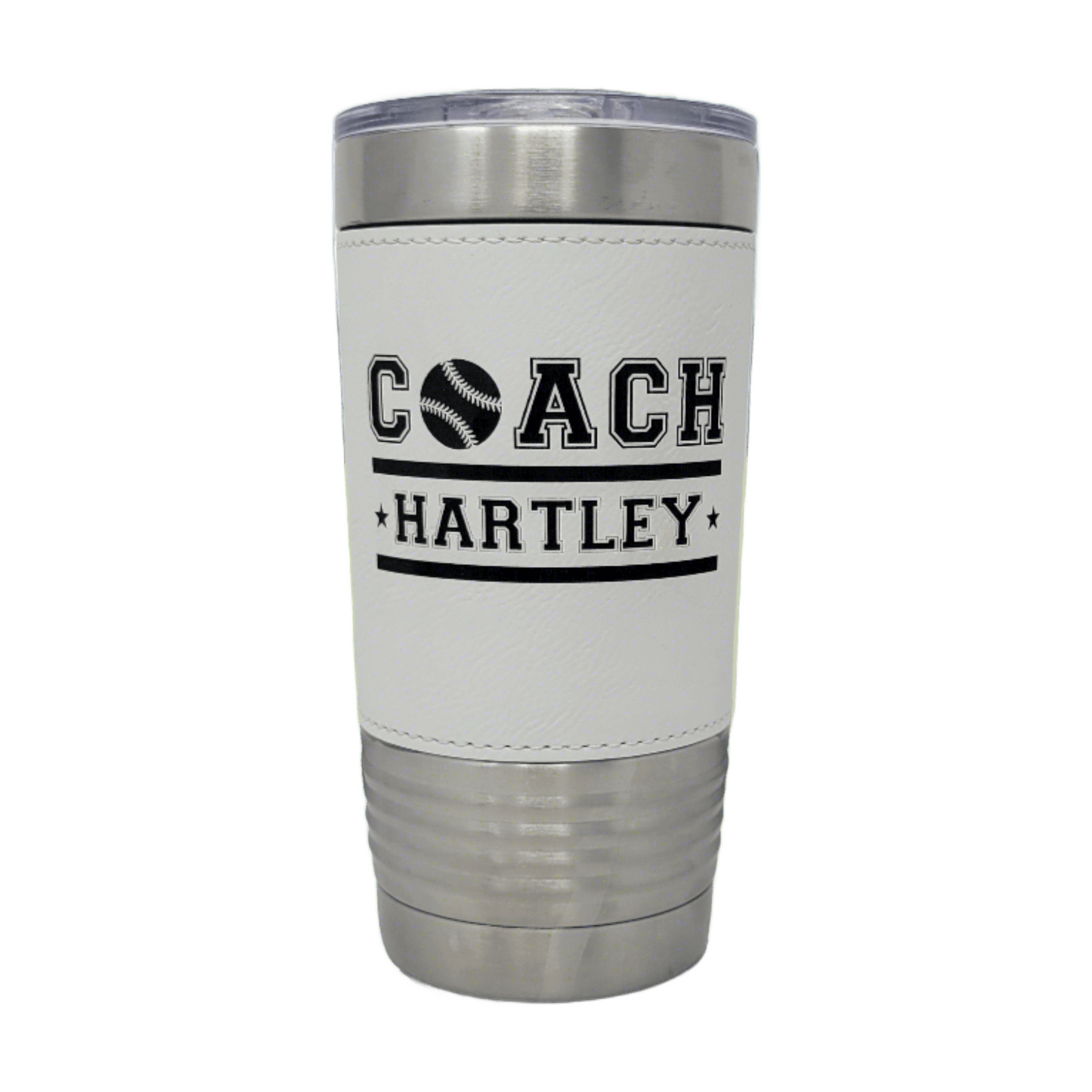 Personalized Baseball Tumbler! Insulated Leatherette Tumbler with Baseball Texture Gift For Coach! 20oz Baseball Coach Gift!