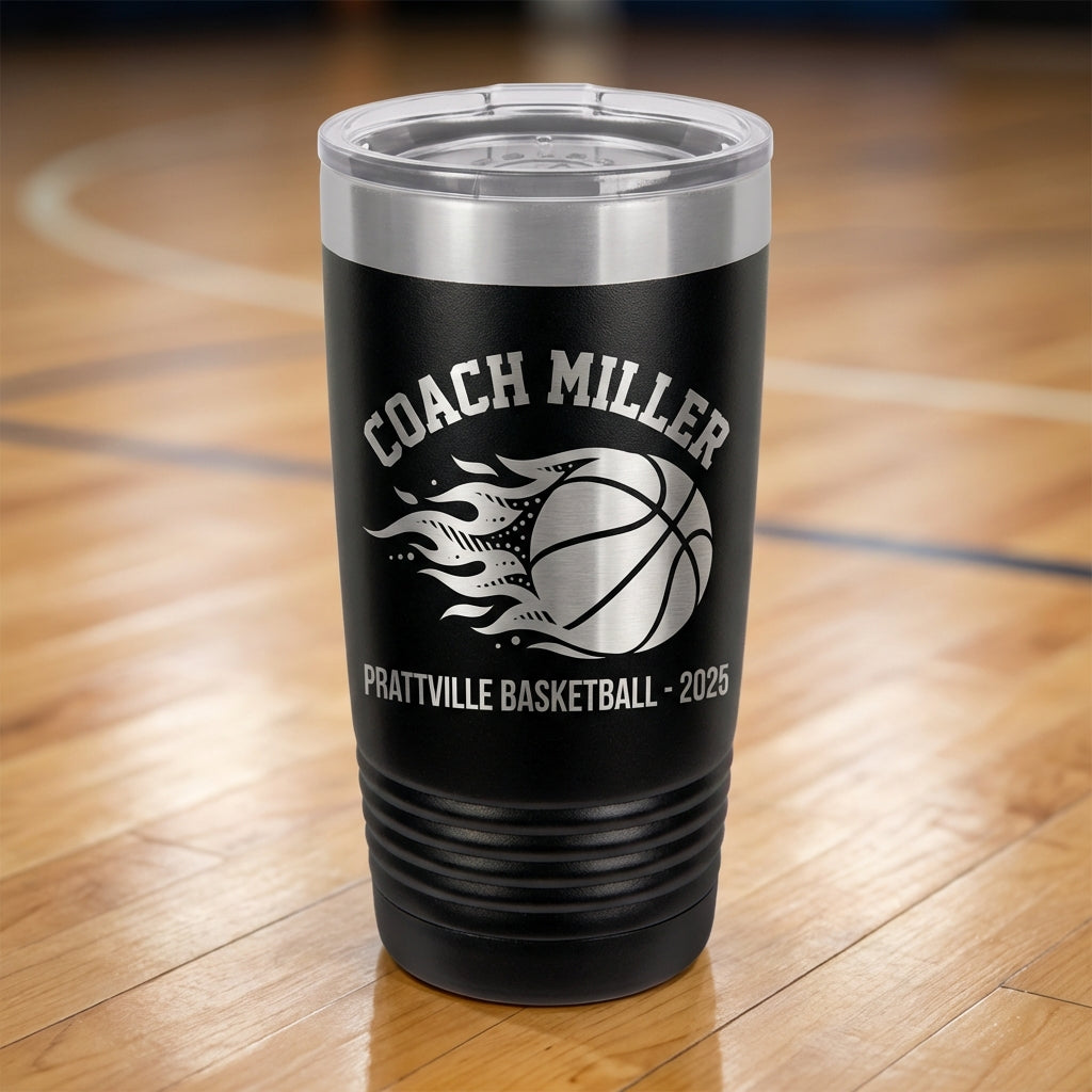 Personalized Basketball Coach Gift Tumbler - Custom Name Engraved - Team Appreciation Present - Durable Stainless Steel Drinkware - View 8