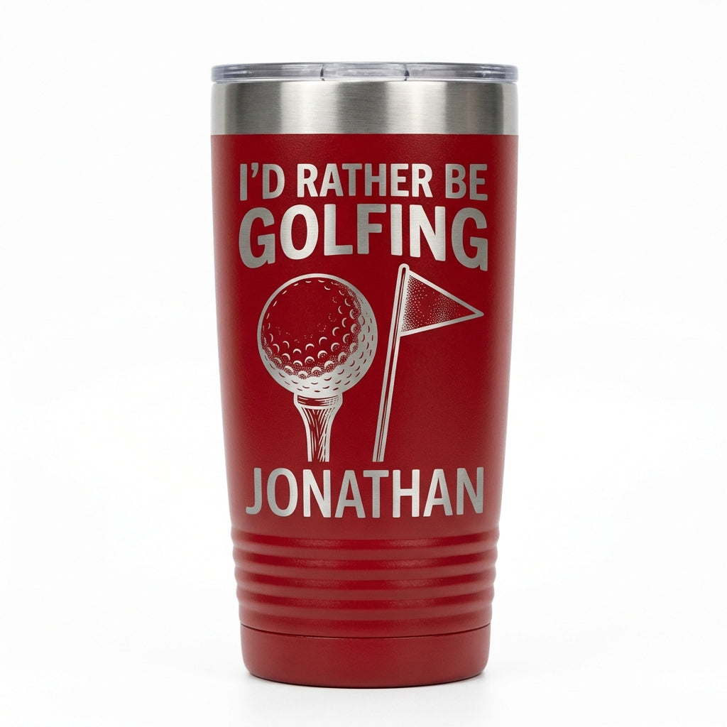 Personalized Golf Tumbler | Golfer Gift for Men Dad | Engraved Stainless Steel Cup | I'd Rather Be Golfing | Custom Name Golf Lover Mug - View 5