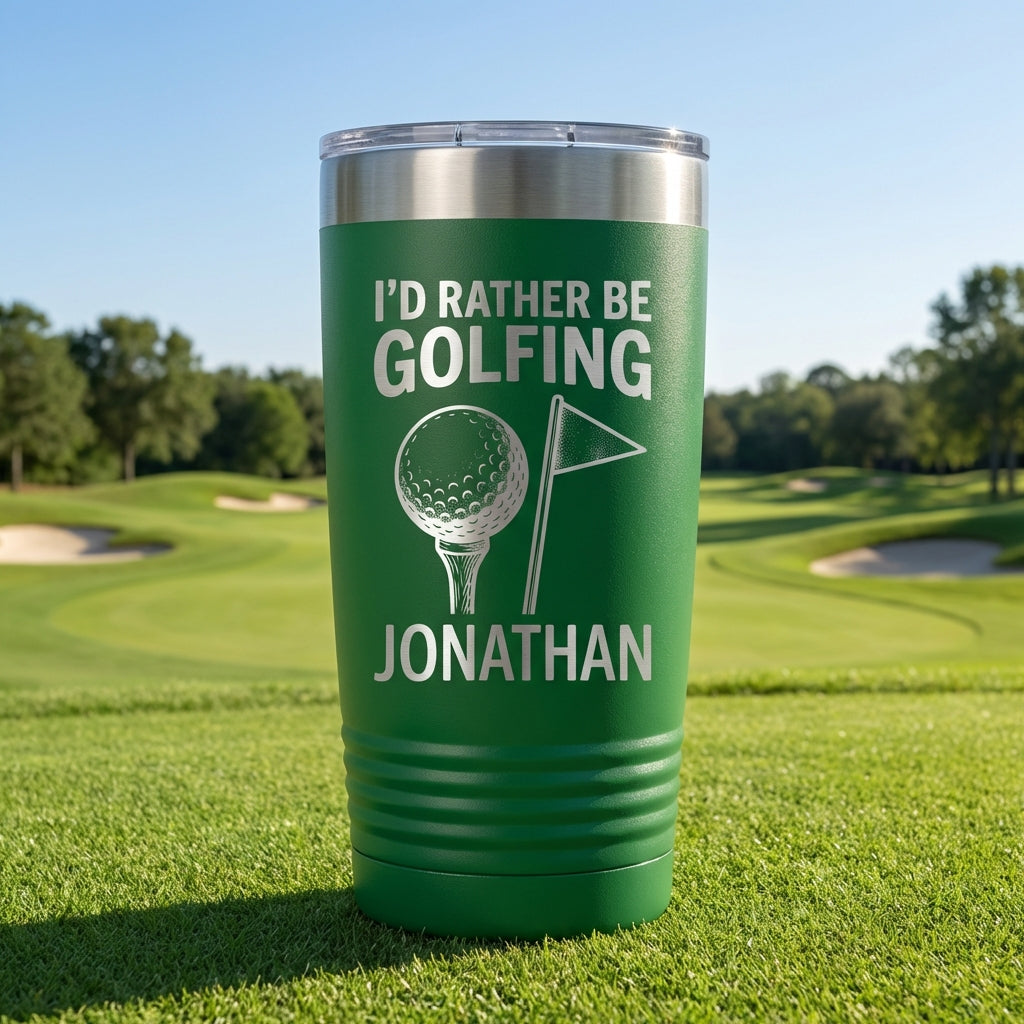 Personalized Golf Tumbler | Golfer Gift for Men Dad | Engraved Stainless Steel Cup | I'd Rather Be Golfing | Custom Name Golf Lover Mug - View 6