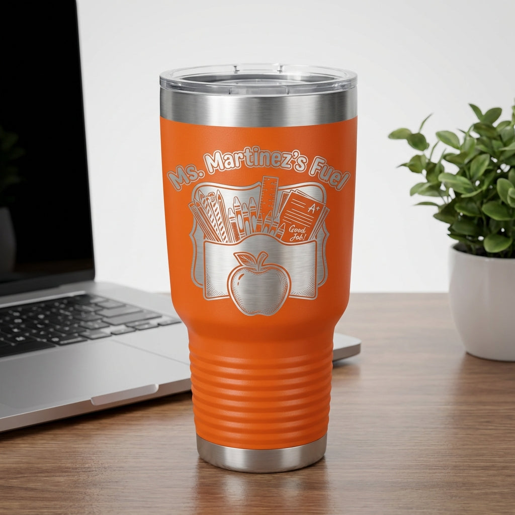 Personalized Teacher Gift Tumbler - End of Year Teacher Appreciation - Custom Name Laser Engraved School Fuel Mug - View 6