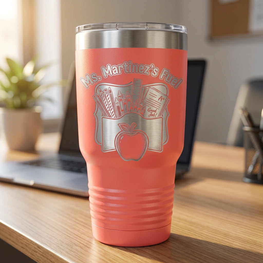 Personalized Teacher Gift Tumbler - End of Year Teacher Appreciation - Custom Name Laser Engraved School Fuel Mug - View 7