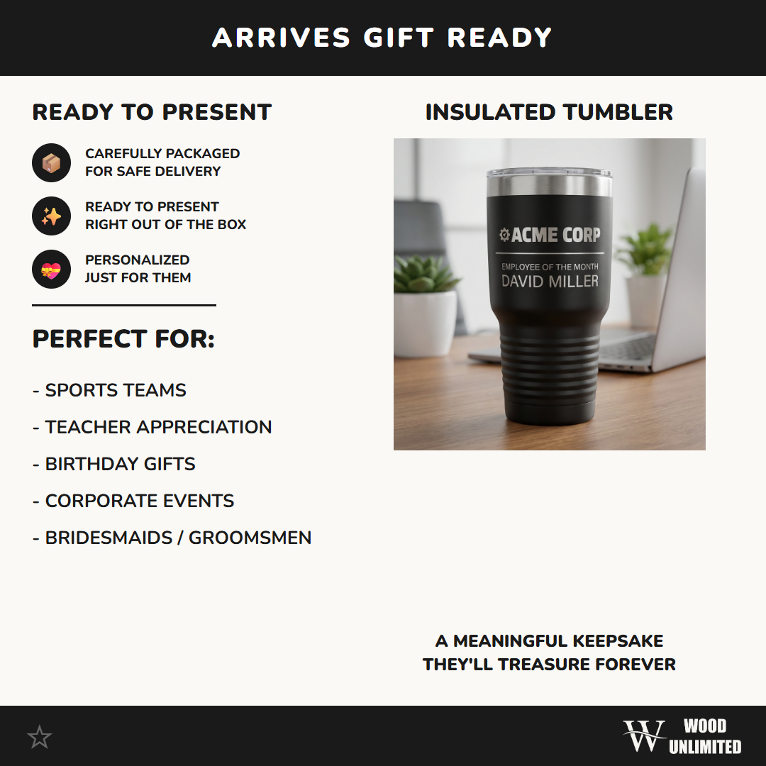 Personalized Employee of the Month Tumbler - Corporate Recognition Award Gift - Custom Engraved Business Drinkware
