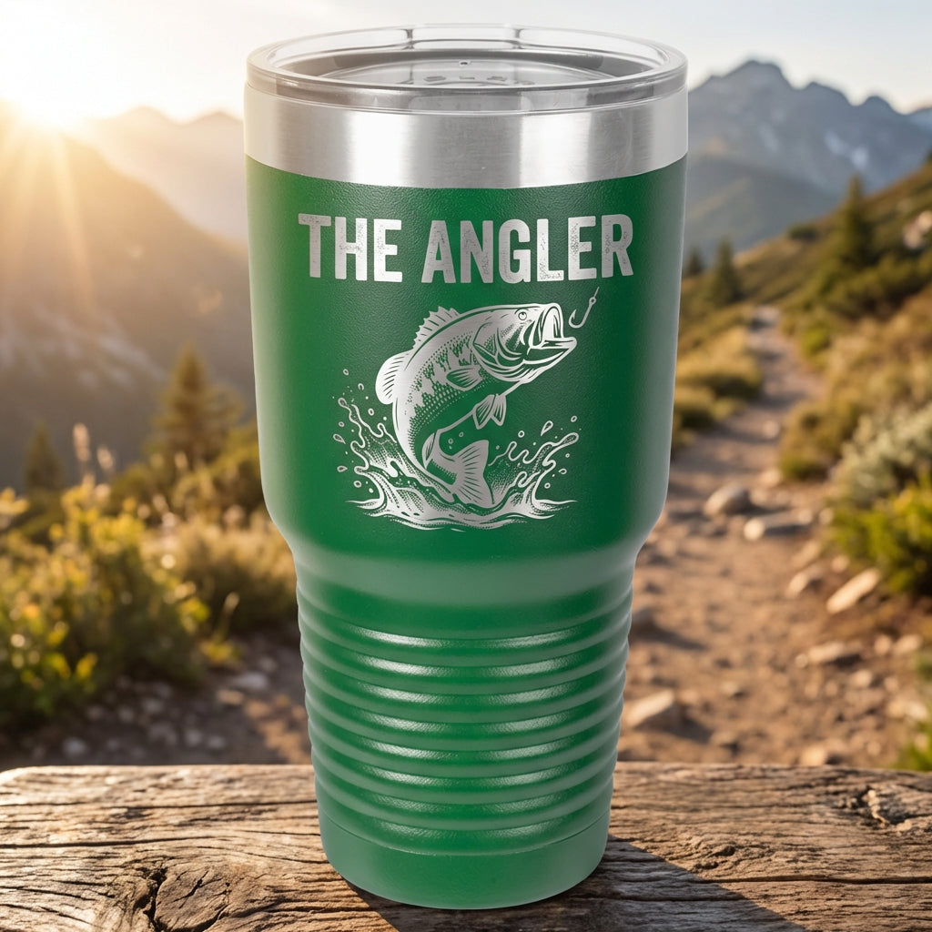 Personalized Fishing Angler Tumbler - Custom Engraved Bass Fish Gift - Durable Stainless Steel Drinkware - Fishermen Present - View 7