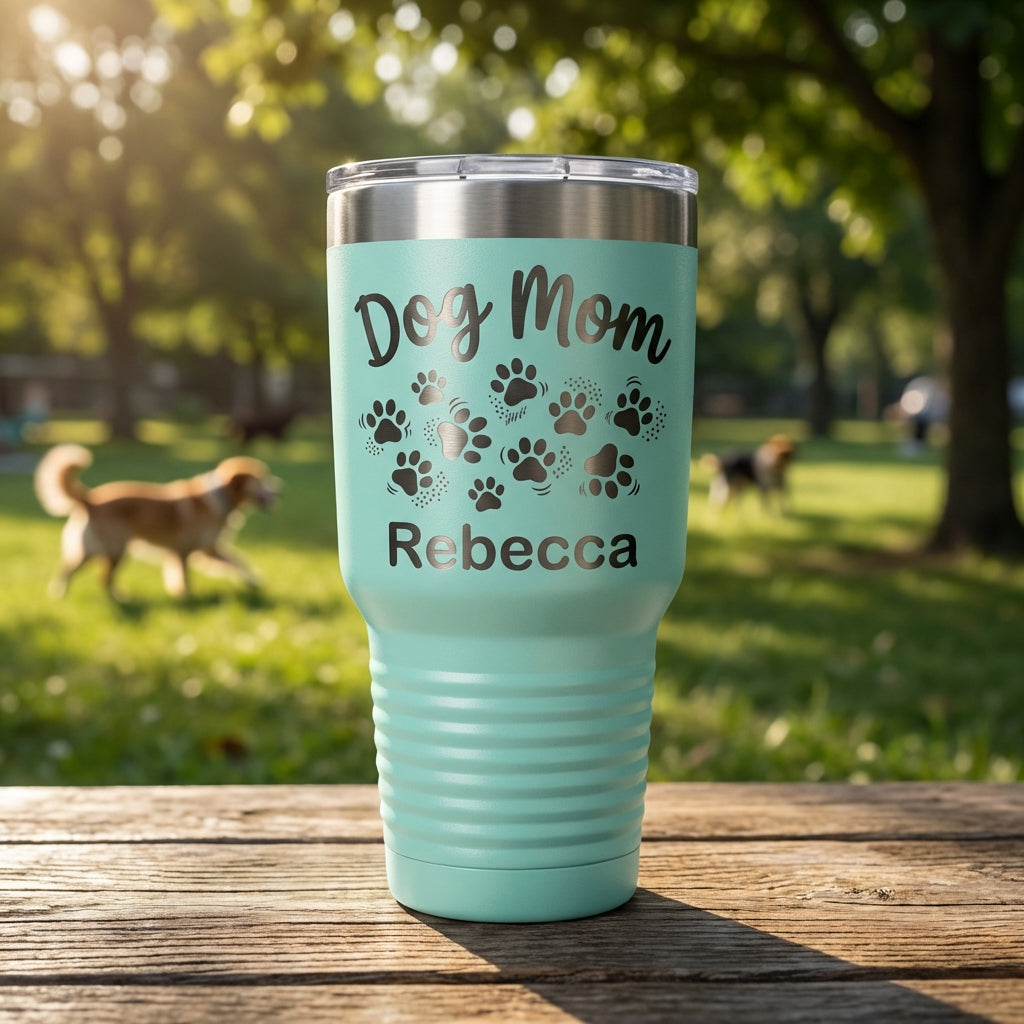 Personalized Dog Mom Tumbler Gift - Custom Engraved Pet Lover Cup - Durable Stainless Steel - Mother's Day Birthday