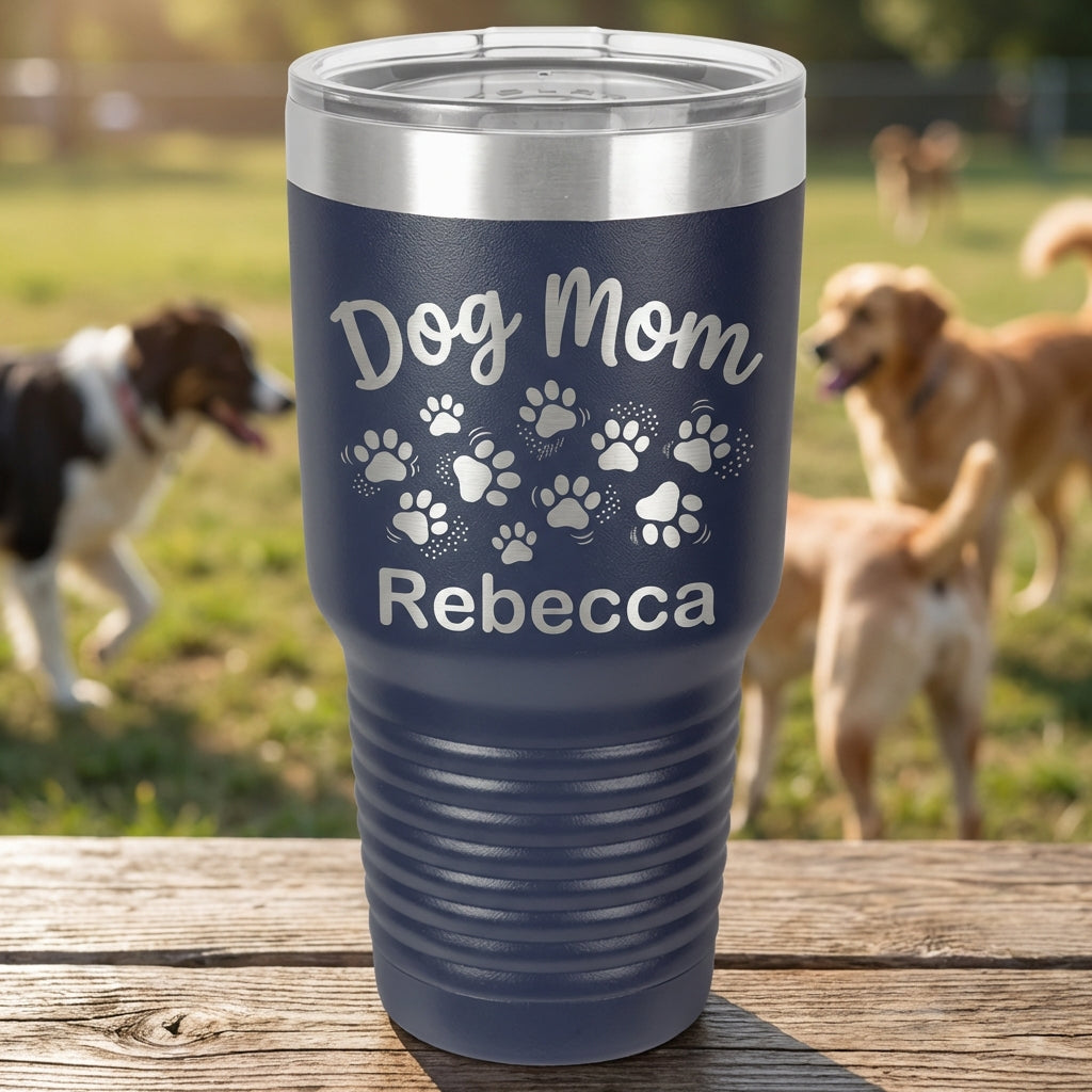 Personalized Dog Mom Tumbler Gift - Custom Engraved Pet Lover Cup - Durable Stainless Steel - Mother's Day Birthday