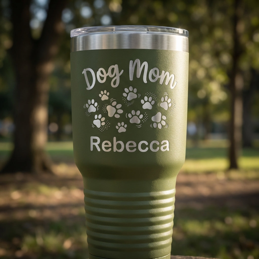 Personalized Dog Mom Tumbler Gift - Custom Engraved Pet Lover Cup - Durable Stainless Steel - Mother's Day Birthday