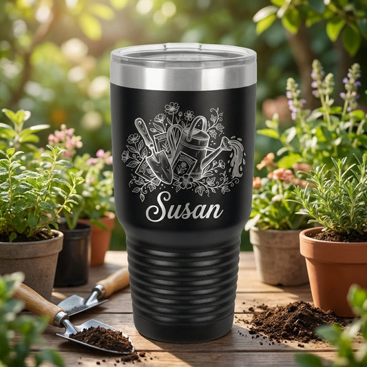 Personalized Gardener Tumbler, Custom Gardening Gift for Her, Mother's Day Birthday Gift, Laser Engraved Garden Lover Mug, Durable Steel - View 1