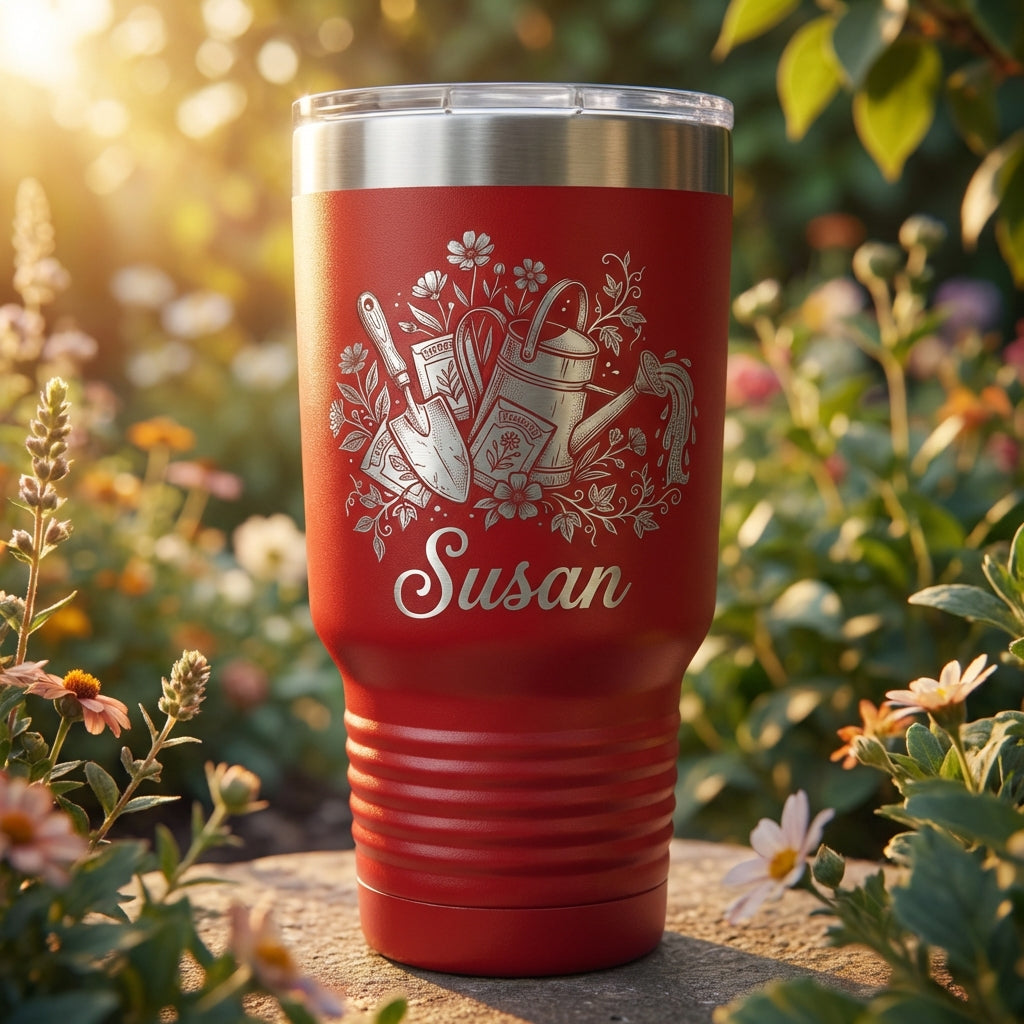 Personalized Gardener Tumbler, Custom Gardening Gift for Her, Mother's Day Birthday Gift, Laser Engraved Garden Lover Mug, Durable Steel - View 2