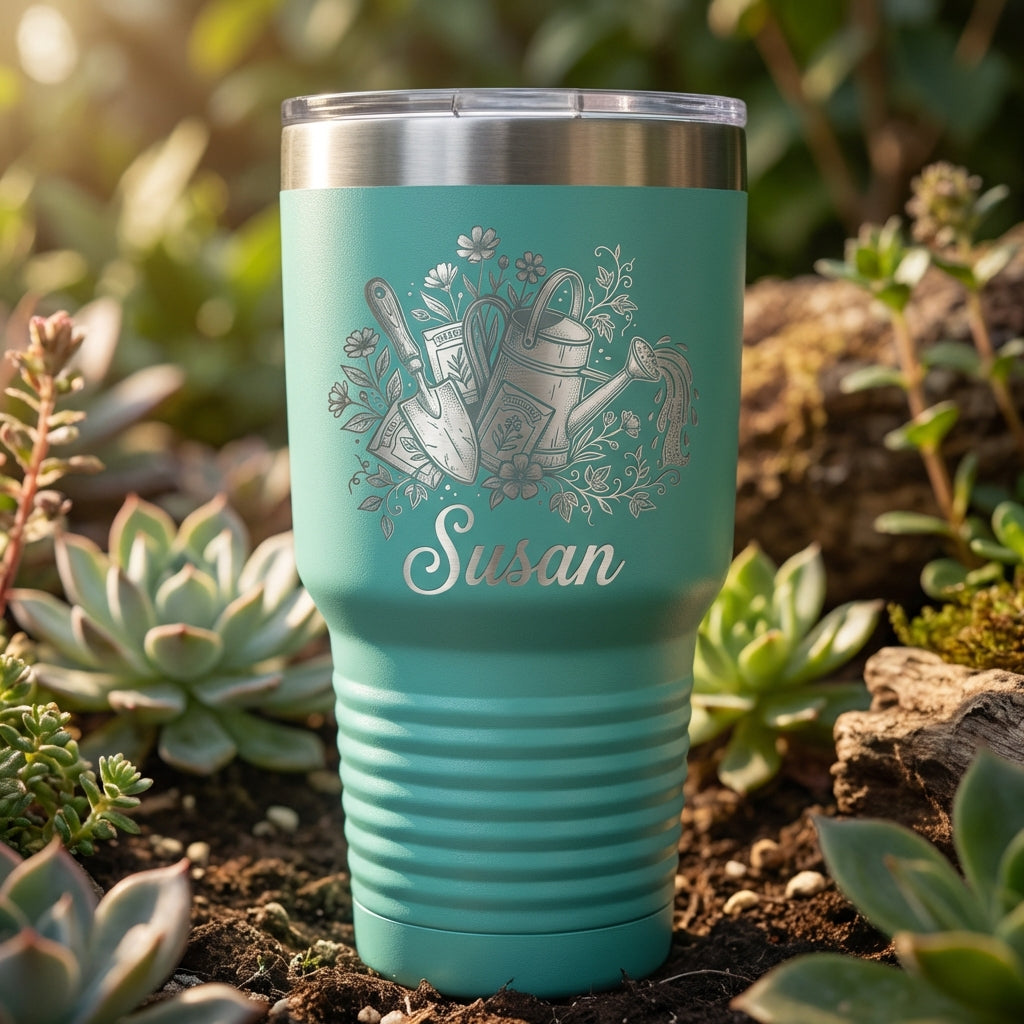 Personalized Gardener Tumbler, Custom Gardening Gift for Her, Mother's Day Birthday Gift, Laser Engraved Garden Lover Mug, Durable Steel - View 4